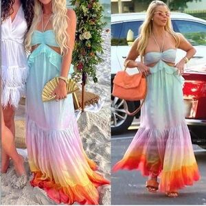 Rococo Sand Strapless Ombre Maxi Dress